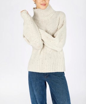Additional picture of Polo Neck Knit Sweater Chalk