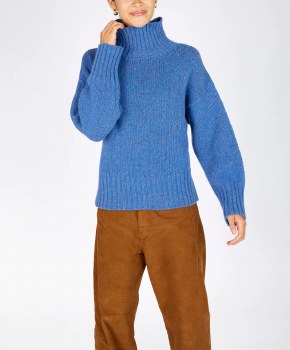 Additional picture of Polo Neck Knit Sweater Marina Blue