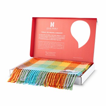 Additional picture of Multicoloured Check Lambswool Baby Blanket in Gift Box