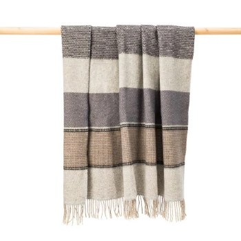 Additional picture of Merino-Cashmere Throw Stone and Grey Pebble Pattern