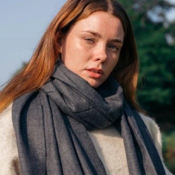 Additional picture of Merino Wool Wrap Charcoal Grey