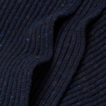 Additional picture of Ribbed Merino-Cashmere Scarf Navy Fleck