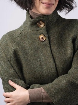 Additional picture of Moss Green Tweed Cape Coat
