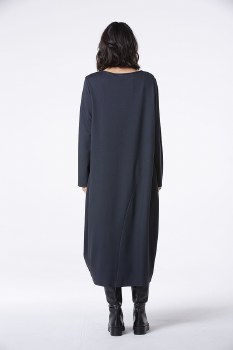 Additional picture of Navy Herringbone Jersey Dress