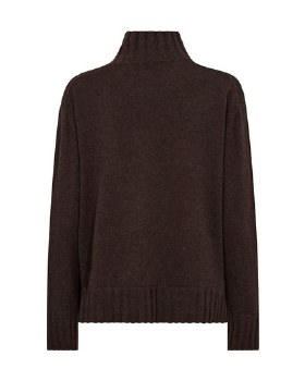 Additional picture of Brown Cashmere relaxed highneck knit
