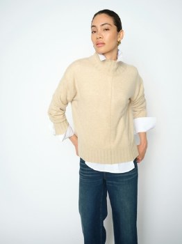 Additional picture of Butteremilk Cashmere relaxed highneck knit