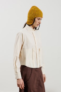 Additional picture of Cream Cotton Shirt with Frayed Detailing