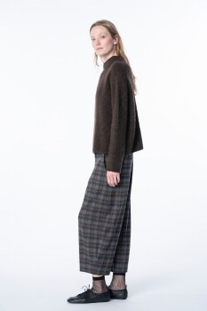 Additional picture of Wool-blend Chocolate and Grey Check Trousers