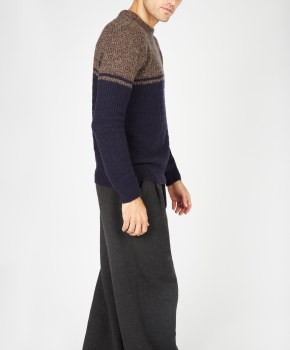 Additional picture of Navy Colour Block Wool Sweater