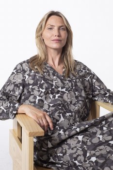 Additional picture of Printed Cotton V-Neck Dress Metal Grey