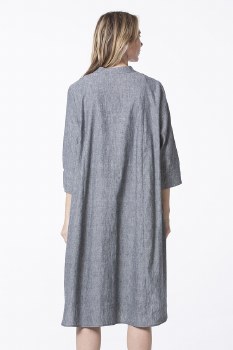 Additional picture of Navy Linen-Cotton Chambray Dress