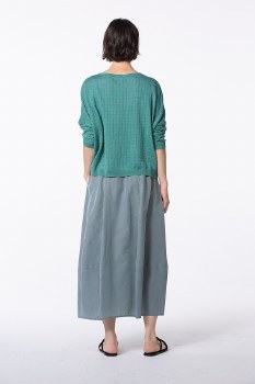Additional picture of Curved Cotton-Cupro Skirt Sage Green