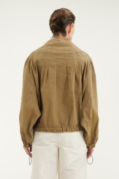 Additional picture of Khaki Linen-Cotton Pleated Bomber Jacket