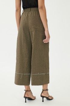 Additional picture of Khaki Linen-Cotton Wide Leg Trousers