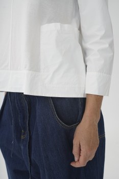 Additional picture of Grey Cotton Poplin-Jersey Top