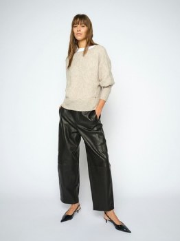 Additional picture of Black barrel leg leather trousers