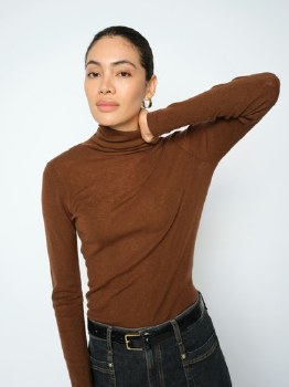 Additional picture of Brown Wool rollneck top