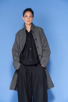 Additional picture of Navy Herringbone Wool Coat