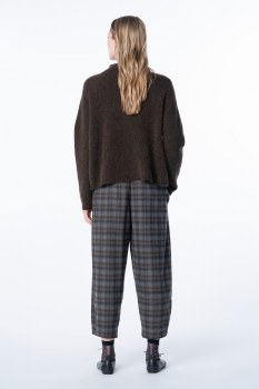 Additional picture of Wool-blend Chocolate and Grey Check Trousers