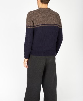 Additional picture of Navy Colour Block Wool Sweater