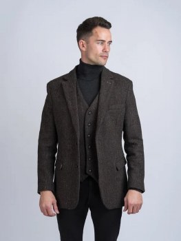 Additional picture of Brown Poets Tweed Jacket
