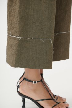 Additional picture of Khaki Linen-Cotton Wide Leg Trousers