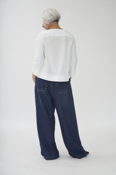 Additional picture of Grey Cotton Poplin-Jersey Top