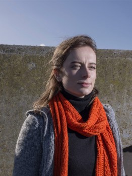 Additional picture of Patented Aran Alpaca-Silk Scarf Orange