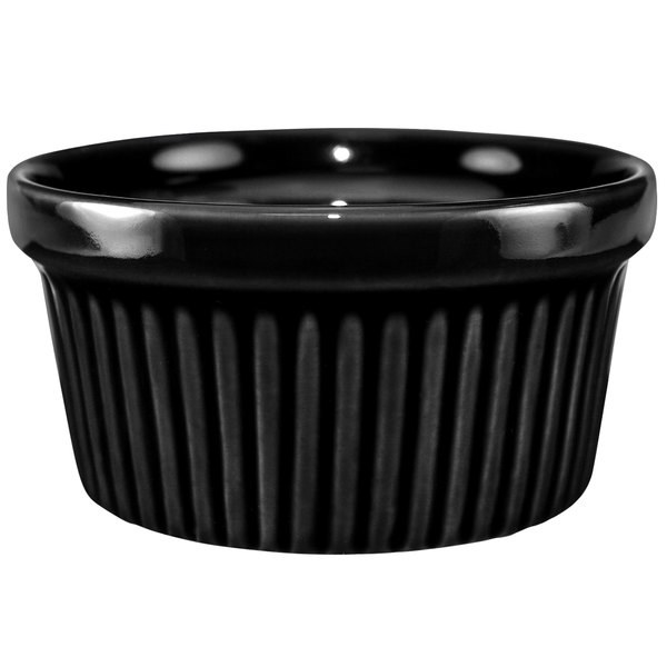ITI RAMF-4-B Stoneware Ramekin, Fluted, Black, 36 Piece, 4 Oz