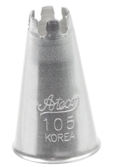 Ateco 105 Stainless Steel Piping Tip, Drop Flower, Small Base Size, 0.38&quot; Opening