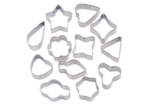 Winco CST-32 Stainless Steel Cookie Cutters, Assorted Shapes, 12 Pc Set, Rust Resistant