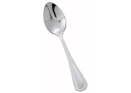 Winco 0005-09 4 3/4" Demitasse Spoon with 18/0 Stainless Grade, Dots Pattern, 12/Box