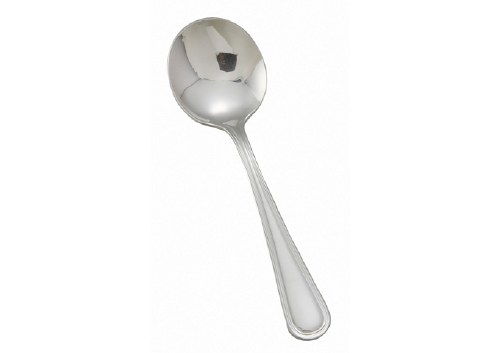 Winco 0030-04 5 7/8" Bouillon Spoon with 18/8 Stainless Grade, Shangarila Pattern, 12/Box