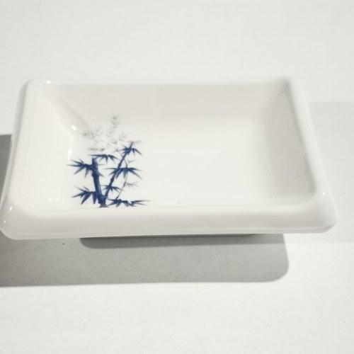 Fuji 310/BZ Asian Melamine Rectangle Sauce Dish, 3.75" Length, Blue Bamboo, Box of 24