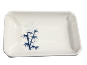 Fuji 311/BZ Asian Melamine Rectangle Sauce Dish, 3.75" Length, Blue Bamboo, Box of 48