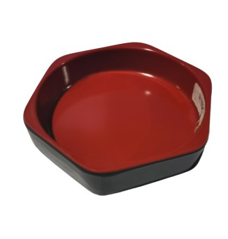 SAUCE DISH HEX BK/RD 24/144