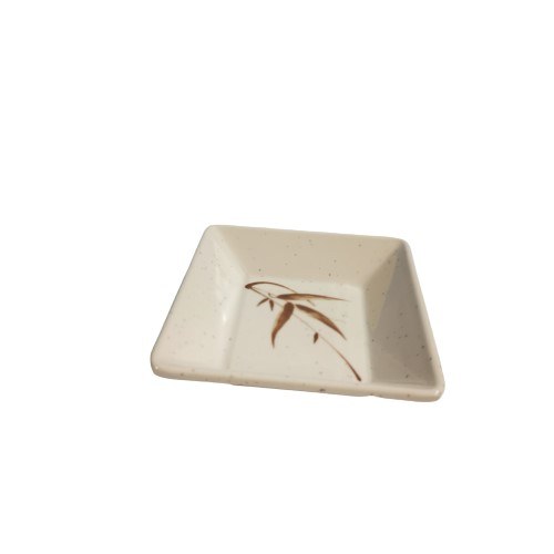 Fuji 322/J Asian Melamine Rectangle Sauce Dish, 4" Length, Brown Bamboo, Box of 24