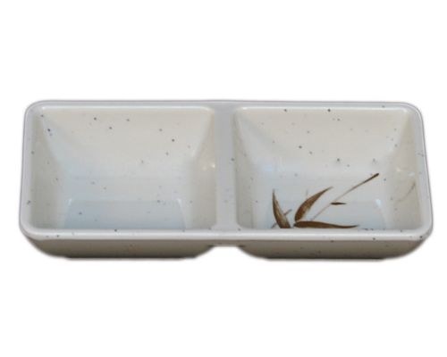 Fuji 333/J Asian Melamine Sauce Dish, Two Compartment, 5.75" Length, Brown Bamboo, Box of 24