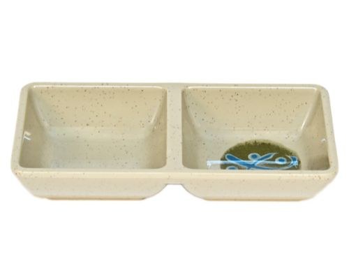 Fuji 333/M Asian Melamine Sauce Dish, Two Compartment, 5.75" Length x 2.75" Width, Green China, Box of 24