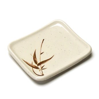 Fuji 506/J Asian Melamine Serving Plate, 5.5" Length, Brown Bamboo, Box of 12