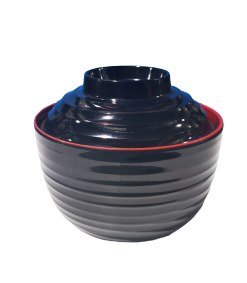 Fuji 6043/BR Asian Melamine Bowl with Lid, 4" Diameter, Black/Red, Box of 5