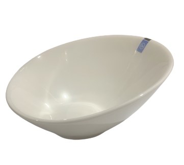 7" White Slanted Porcelain Bowl