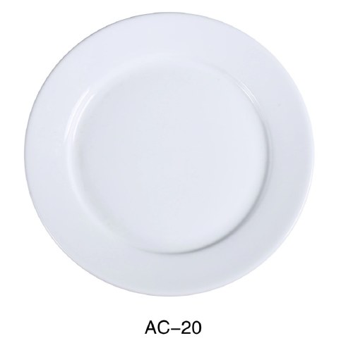 Yanco AC-20 Porcelain Dinner Plate, ABCO, Round, White, 12 Piece, 11.25" Diameter