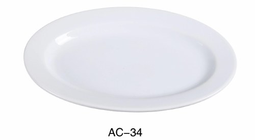 Yanco AC-34 Porcelain Oval Plate, ABCO, White, 9.5" X 6.5", Box of 6