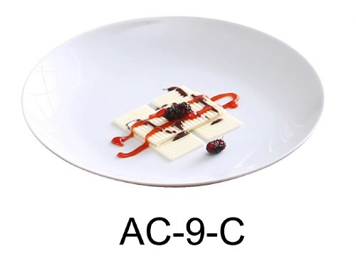 Yanco AC-9-C Porcelain Coupe Plate, ABCO, Round, White, 9" Diameter, Case of 24