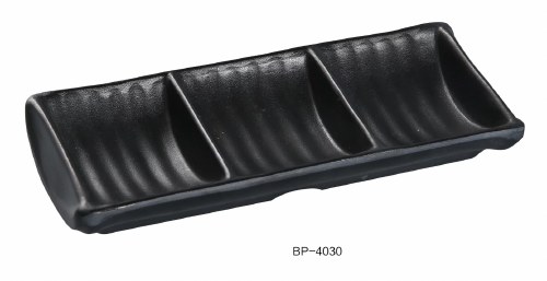 SAUCE DISH7.5X3.5"H 3 COMP,BK