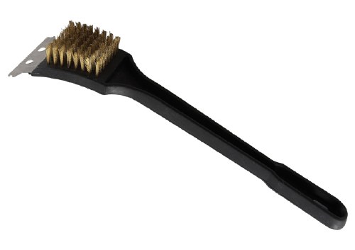 Winco BR-12 Grill/BBQ Brush with Brass Wire Bristles and Metal Scraper, 12"