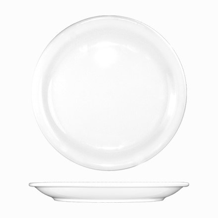 ITI BR-5 Porcelain Plate, Brighton, Round, Narrow Rim, White, 5.5" Diameter, Box of 6