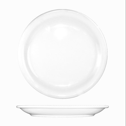 ITI BR-8 Porcelain Plate, Brighton, Round, Narrw Rim, 9" Diameter, 6 Per Box