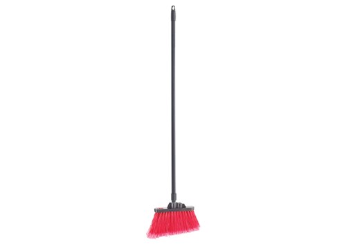 Winco BRAF-9R-H Angled Broom Set with Fiberglass Handle, Flagged, Red Bristles, Medium Duty, 48"
